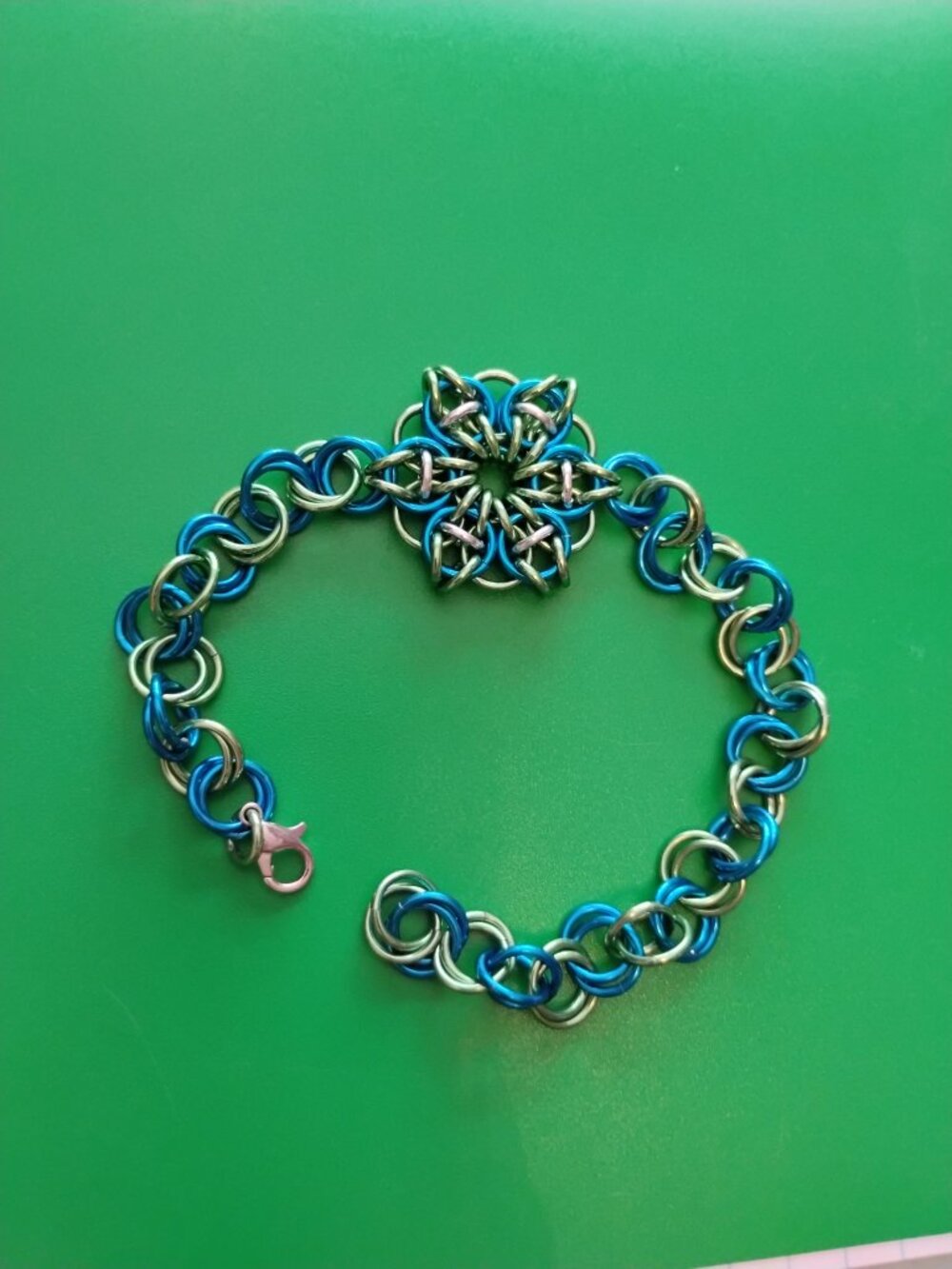 Blue, Green, & Silver Celtic Visions bracelet - Picture 8 of 10